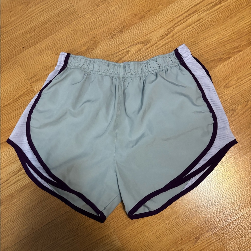 Nike Gray and Purple Tempo Athletic Shorts with Elastic Waistband